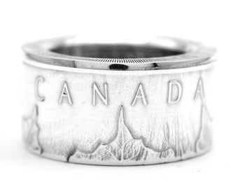 Anillo de moneda anillo de moneda Canadá 5 dólares 999 plata 1 onza de plata tamaño 9 - 15 moneda de anillo hecha a mano