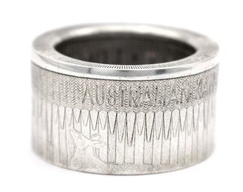 Anillo de monedas anillo de monedas Australia 1 dólar motivo "canguro" 999 plata 1 onza de plata tamaño 9 - 15 moneda de anillo hecha a mano