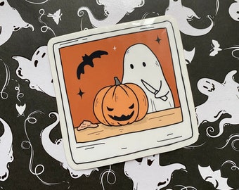 Carving Ghostie Polaroid Clear Sticker