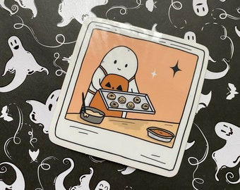 Baking Ghostie Polaroid Clear Sticker