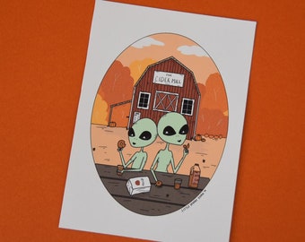 Autumn Aliens Halloween Print