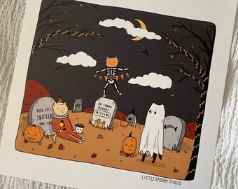 Cat Cemetery Square Art Print