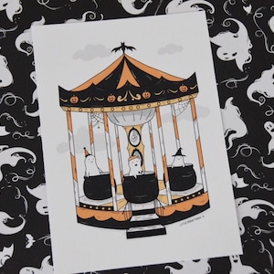 Ghost Carousel Halloween Print