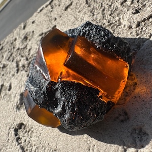 Justice Super League inspired Gold Amber Kryptonite meteor rock prop Small replica