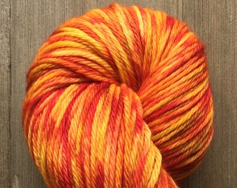 Hand Dyed Yarn, Worsted Weight 4ply, 100% Superwash Merino Wool, Sunburst on Hearty Worsted Yarn