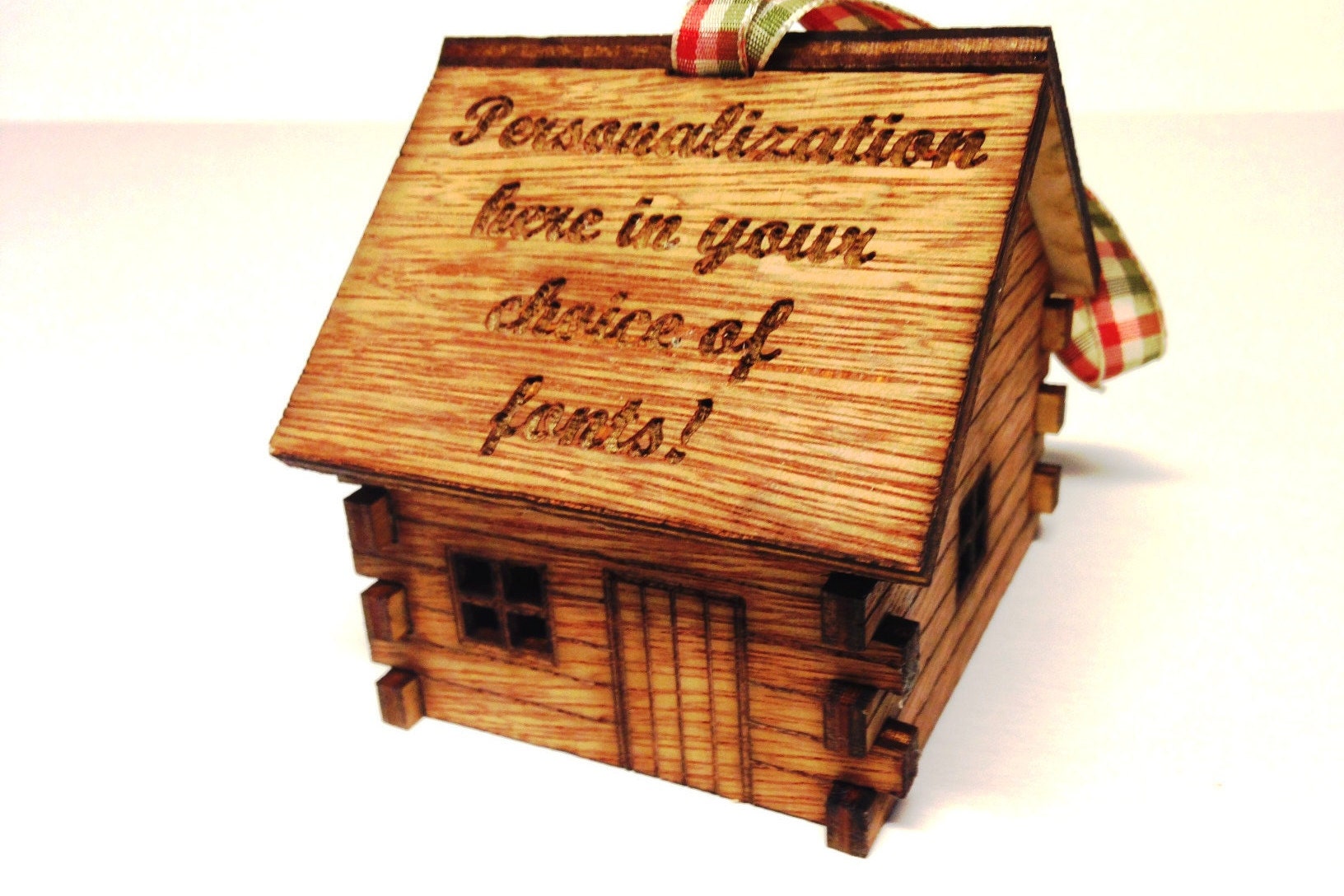 Wooden log cabin Christmas ornament Etsy