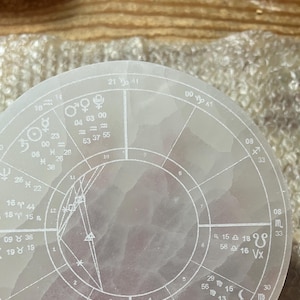 Pedido personalizado: carta natal astrológica en placa de carga de selenita de 4, 6 u 8 pulgadas, circular, cuadrada o hexagonal