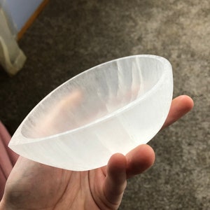 CrystalsAhoy 4” Selenite Leaf bowls , Charge & Cleanse your Tumbles, crystals and jewelry