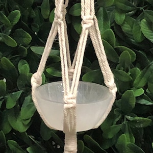 4” Selenite Bowl macrame hang, Selenite Charging Bowl / Alter Bowl / Ritual Bowl / Extra Large Bowl, CrystalsAhoy, Ethically Mined M222
