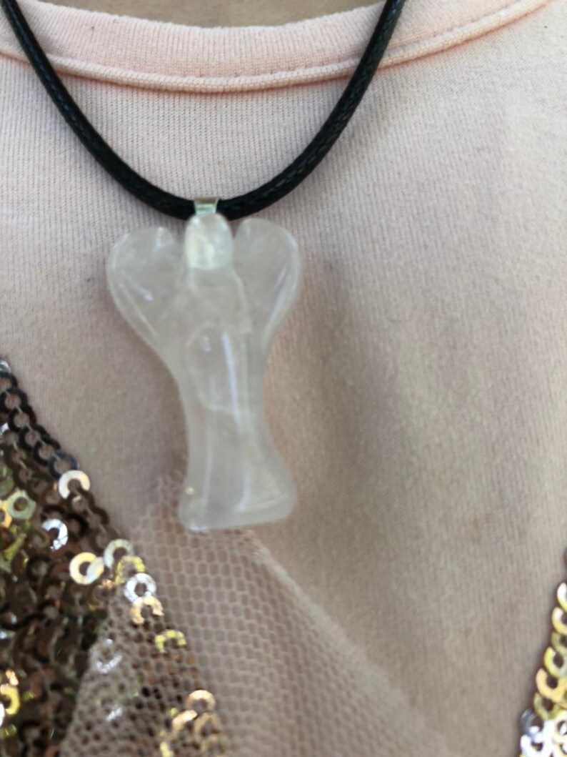Rose quartz angel necklace crystalsahoy buy two Etsy
