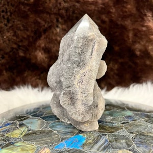 Uniquely shaped Blue Fluorite Semi-Raw Free Standing Specimen, 1 pound 6 oz  / 5” tall FT107