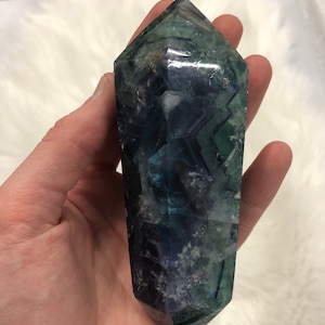 Rainbow  Fluorite Generator,  Beautiful High Quality Double Point Polished Crystal DT155, 1lb 8oz