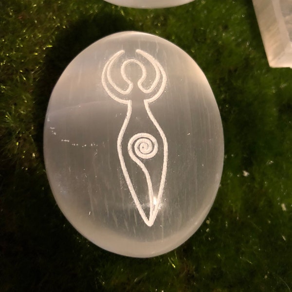 Goddess Selenite Palm Stone, Reiki, Meditation, Healing Stone, Chakra, Crown Chakra, Cleansing, Angel Communication, spiral goddess