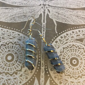 Silver plated spiral angelite earring pair