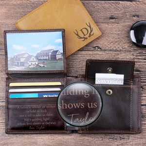Men Wallet Personalized, Custom Men Wallet, Men Brown Leather Wallet, Engraved Wallet, Christmas Gift Wallet for Men Dad Husband Boyfriend