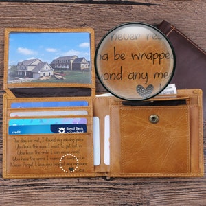 Monedero de los hombres personalizados, monedero de cuero del hombre, billetera personalizada para el marido, billetera para el aniversario del marido, billetera para el cumpleaños del marido