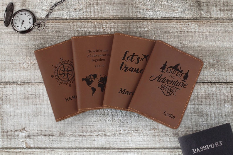 Passport Cover, Personalized Passport Cover, Engraved Passport Cover, Custom Leather Passport Cover, Travel Gifts, Christmas Gifts image 1