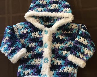 Girl's Crochet sweater with hood