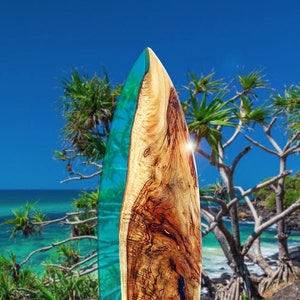 Surfboard Wall Art Wood Epoxy Resin Timber - Coastal Home Decor - Ocean Beach Waves - Custom Handmade Artwork