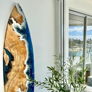 Decorative Resin Surfboard Wall Art – Epoxy Ocean Sculpture for Beach Home Decor - Surfboard Resin Art