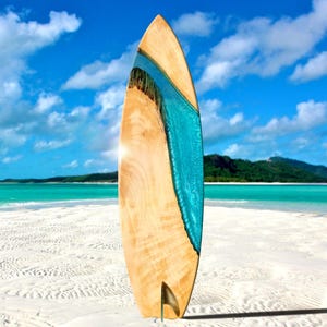 Decorative Resin Surfboard Wall Art – Epoxy Ocean Sculpture for Beach Home Decor - Surfboard Resin Art
