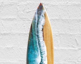 Surfboard Art Wood Resin Epoxy Timber Wall Decor Handmade Ocean Coastal Beach Sculpture Surf Shore