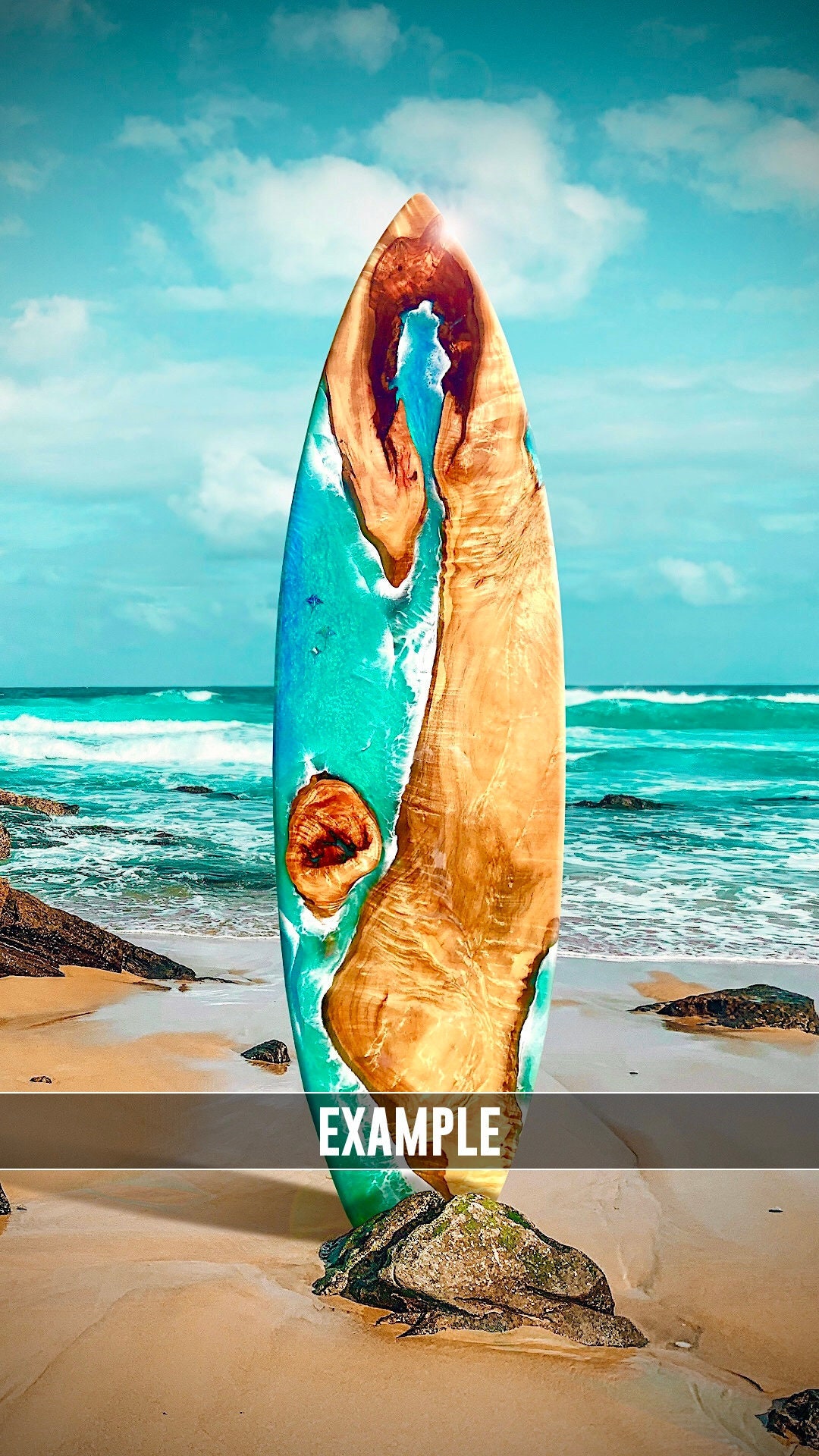 Custom Wood & Epoxy Resin Surfboard Wall Art: Coastal Decor - Etsy