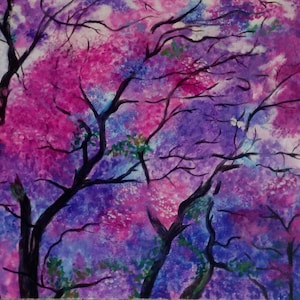 Purple Tree acrylic painting, purple, pink tree art, Pink and Purple wall art, Modern Art acrylic, Modern tree Art, Jacaranda tree painting