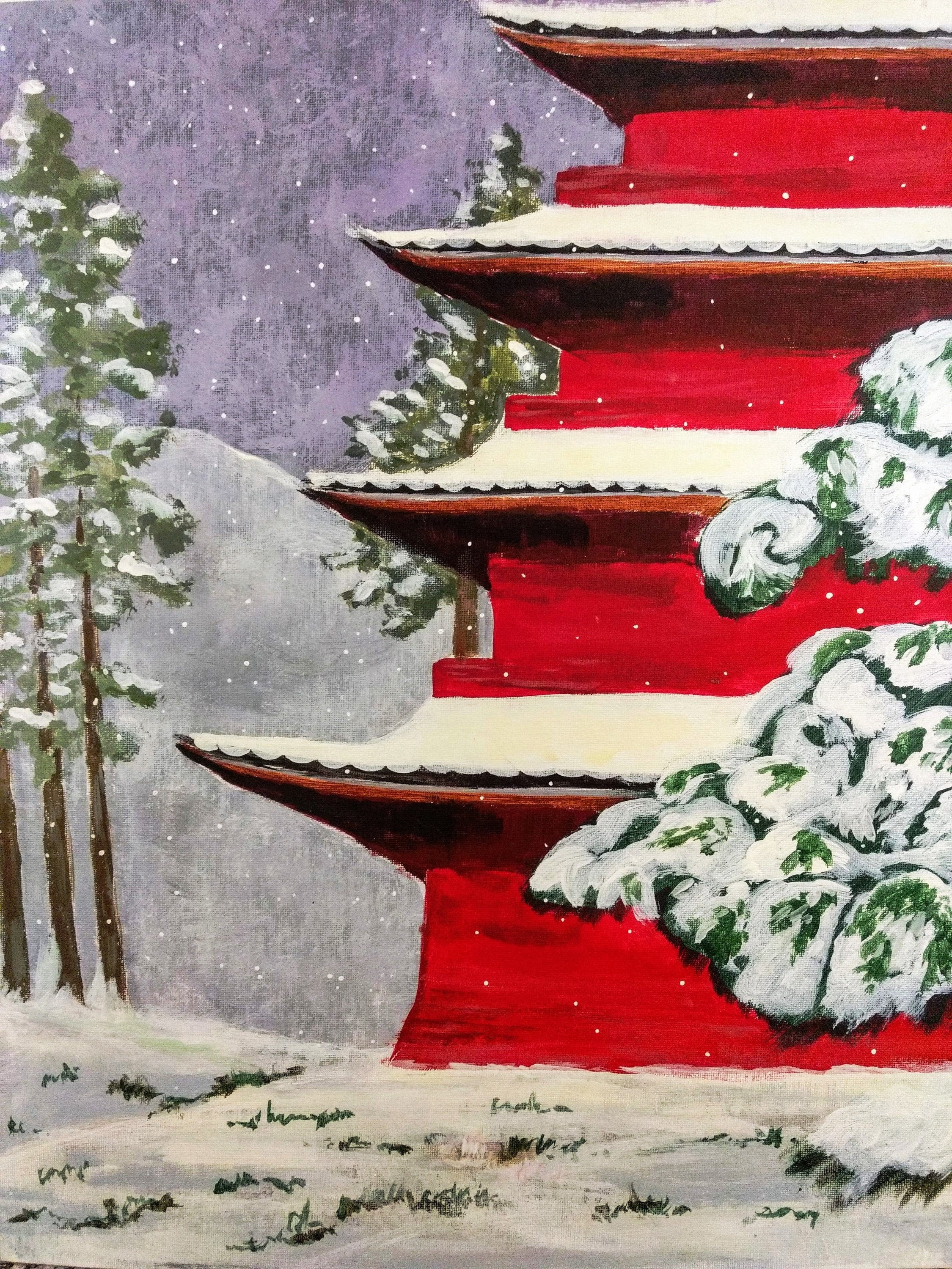 Pagoda roja, arte asiático, pintura pogoda, pogoda de montaña, arte de  pagoda roja, - Etsy México, image size:2250x3000