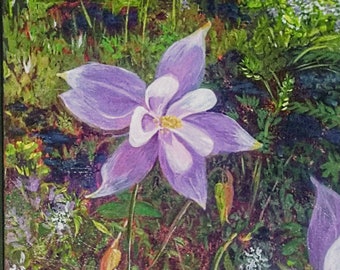 Columbine Beauty, purple columbine, purple flower, Columbine painting, acrylic columbine, artistic Columbine, purple flower painting