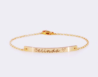 Bar Bracelet, Valentine's Day Gifts for Her, 14K Gold Bar Bracelet, Mother's Day gift, Custom Bar Bracelet, Personalized Bar Bracelet