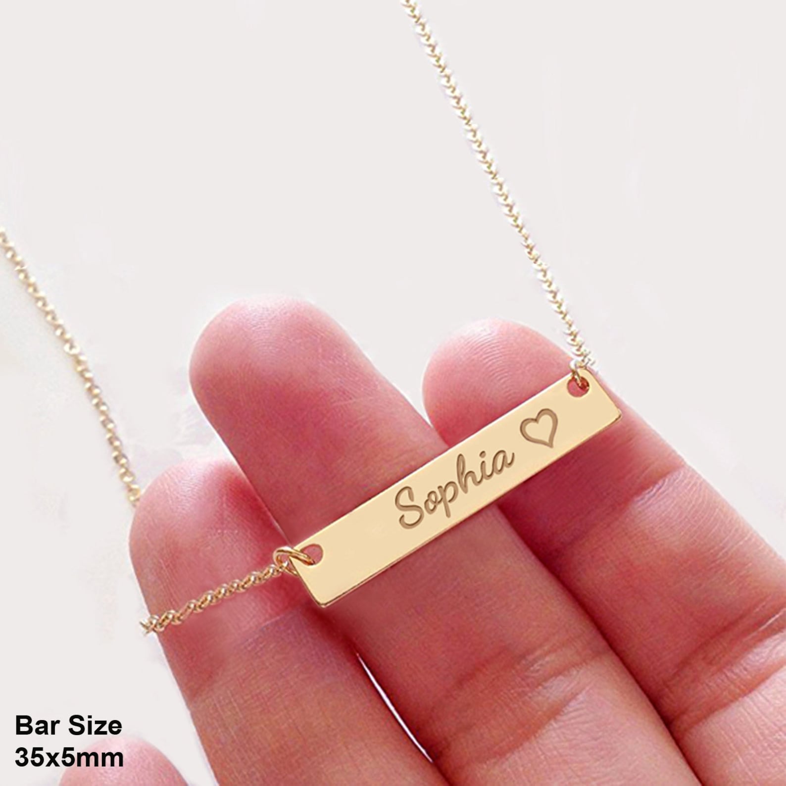 Gold Bar Necklace Personalized Necklace Engraved Name Etsy