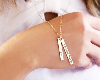 Personalized Vertical Bar Necklace - Etsy