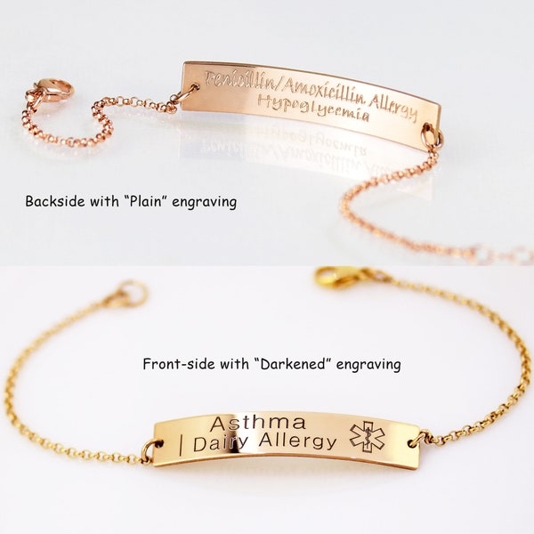 Medical bracelet Sterling Silver, Penicillin Allergy Medical Alert Bracelet, Diabetic Bracelet, Medic Alert Bracelet, Medical ID Gold