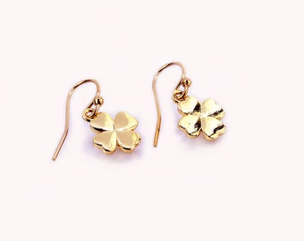 Lucky flower Earrings, Love flower Earrings, 14k Gold filled  Jasmine petal Earrings, Four leaf flower earring, Mom Daisy Earrings