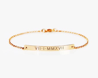 Bar bracelet, Engraved bracelet, Coordinates bracelet, Personalized bracelet, bridesmaid gift , Custom date bracelet, Skinny bar bracelet.