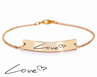 Bracciale con scrittura a mano, braccialetto con firma da donna, braccialetto con scrittura a mano reale, gioielli con firma personalizzata, regalo con scrittura a mano, regali personalizzati