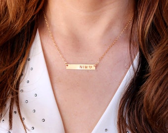 Custom Name Plate Necklace Bar Necklace Personalized Necklace Engraved Necklace, Name Necklace Christmas Gift Necklace Silver Necklace
