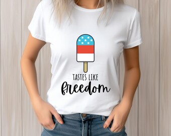 Tastes Like Freedom Shirt | Patriotic Bomb Pop Tee | 4th of July Shirt for Women|  Cute USA Summer Tee | Red White & Blue Top | Americana