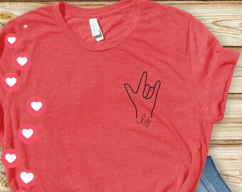 ASL I love you shirt American Sign Language ily Sign Language Line Art Gift I Love You Hand Sign T-Shirt Deaf Community Love ASL Gift Ideas