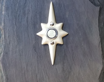Mid Century Modern - Crushed White Coral and Mother of Pearl - MCM Doorbell