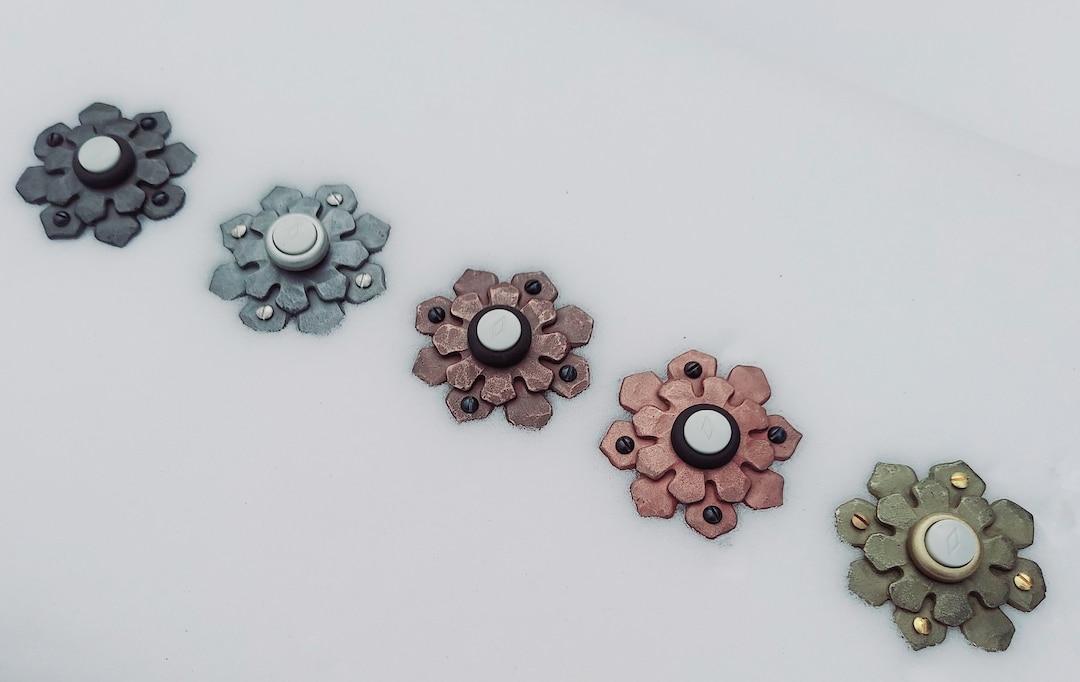 Arts and Crafts Flower Doorbell 1900 Casting in Impact Metallic Resin