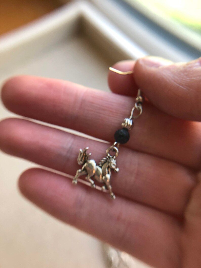 Horse Charm Earrings Horse Lava Earrings Horse Earrings Essential Oil Earrings Earrings Diffuser Horse Earrings Aromatherapy Earrings