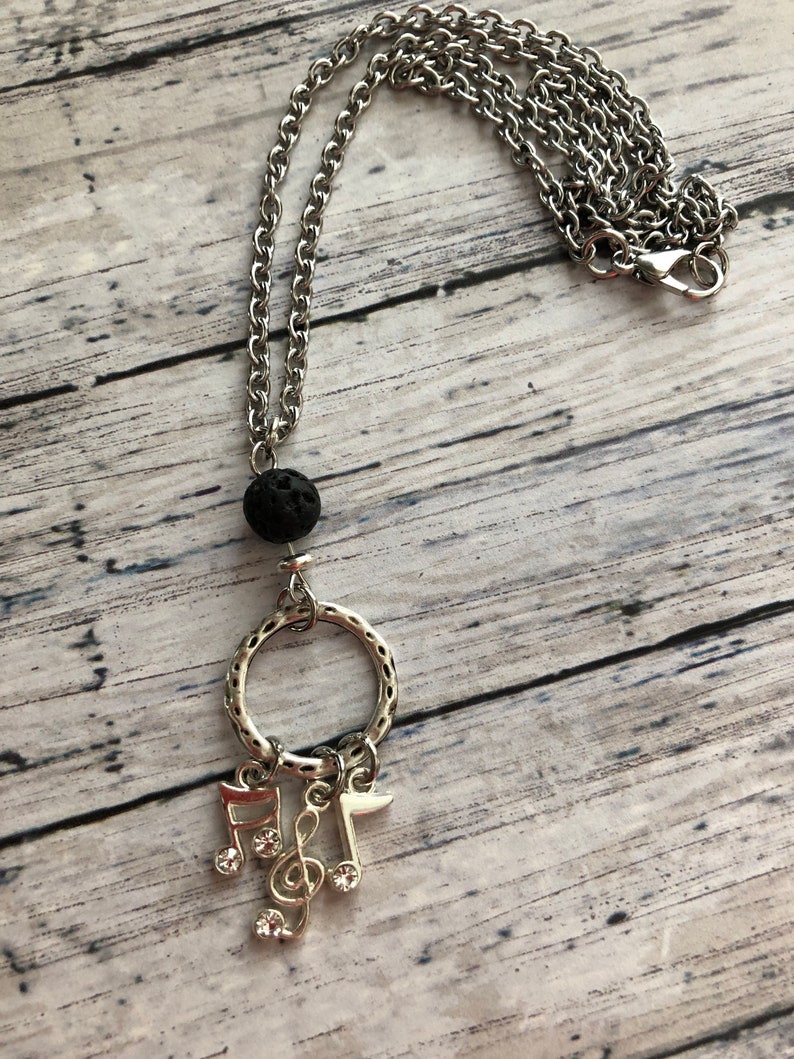 Necklace Musical Notes Necklace Diffuser Necklace Band Teacher Music Teacher Lava Necklace Pendant