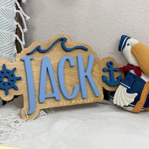 Personalized Nautical Baby Name Sign: Birch Wood Nursery Decor
