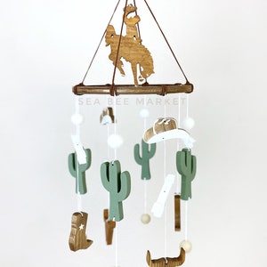 Cowboy Western Crib Mobile Classic/Vintage Cowboy Nursery Mobile Rodeo Nursery Wild West Cowboy Boots, Cactus, Cowboy Hats, Horse 画像 5