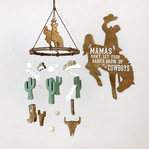 Large Cowboy Sign Mamas dont let your babies grow up to be cowboys Western Nursery Decor Country Music Customizable 3D Rodeo Sign image 2