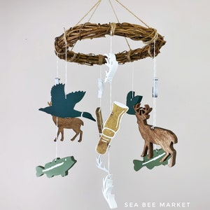 Hunting Nursery Mobile: Largemouth Bass, Deer, Duck - Rustic Cabin Decor