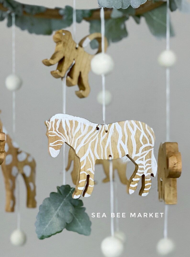 Wooden Safari / Jungle / Zoo Animal Themed Crib Mobile Etsy