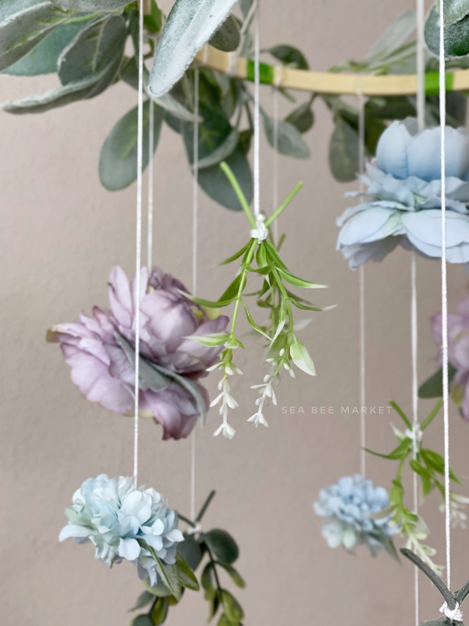 Floral Crib Mobile With Lavender and Robins Egg Blue Silk Etsy